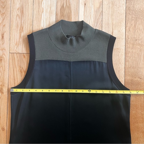 Rag & Bone Vivienne Colorblock Shift Dress Black Olive Green Wool Collar Medium - Picture 4 of 11